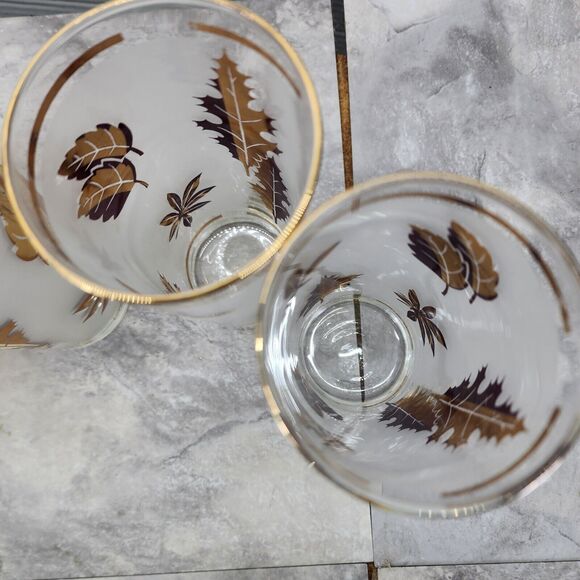 Libbey Golden Foliage 12oz Flat Tumbler set of 4 Autumn Fall Leaves Frosted - Picture 7 of 9